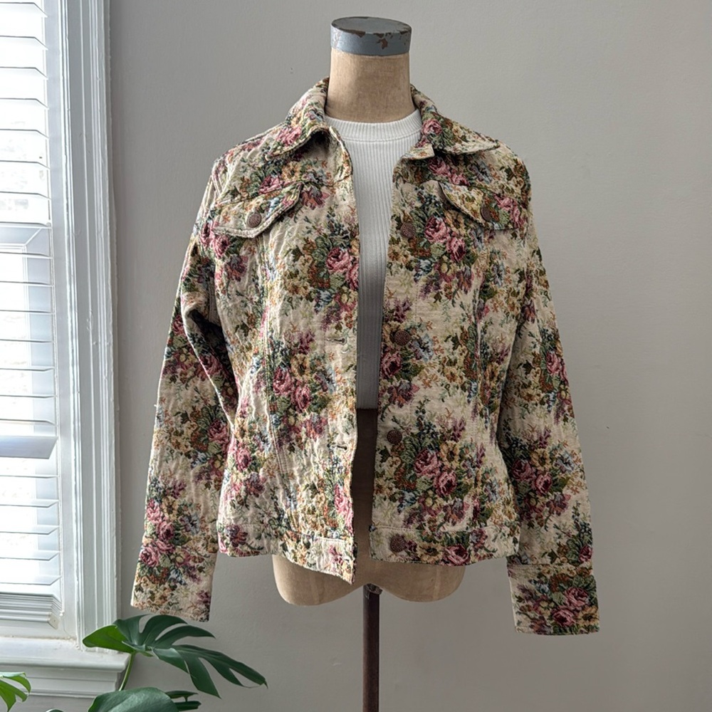1990s Bill Blass Tapestry Floral Jacket